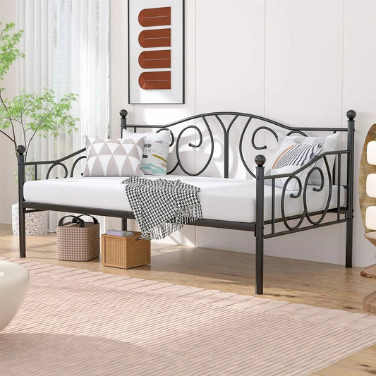 Twin size Victorian Black Metal Daybed Frame - 350 lbs. Weight Capacity - Get it from Bo