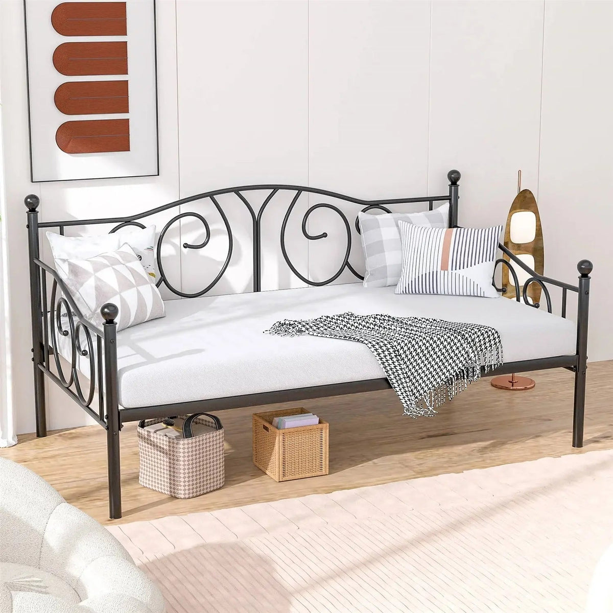 Twin size Victorian Black Metal Daybed Frame - 350 lbs. Weight Capacity - Get it from Bo