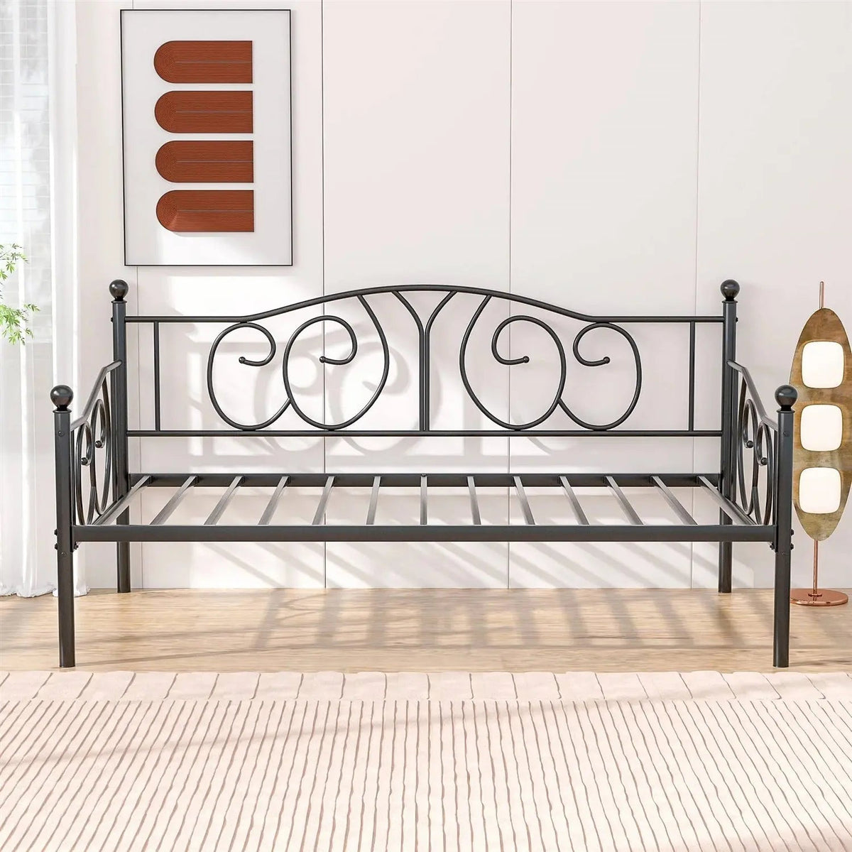 Twin size Victorian Black Metal Daybed Frame - 350 lbs. Weight Capacity - Get it from Bo