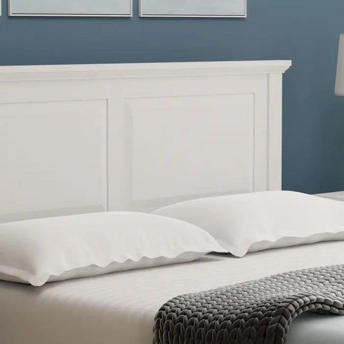 Twin Traditional Solid Oak Wooden Platform Bed Frame with Headboard in White - Get it from Bo