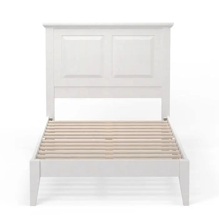 Twin Traditional Solid Oak Wooden Platform Bed Frame with Headboard in White - Get it from Bo