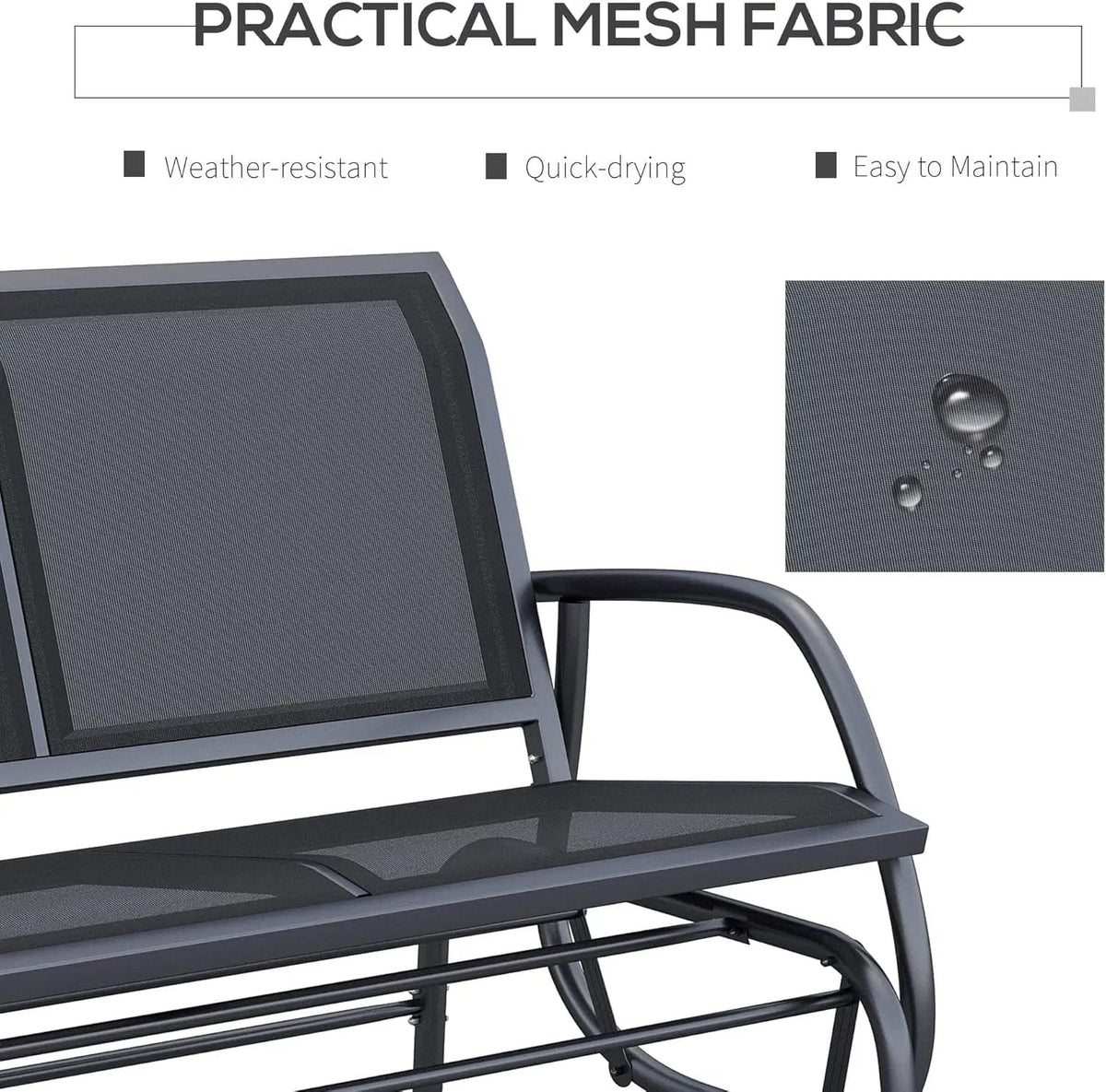 Two Person Outdoor Glider Bench with Steel Frame - Get it from Bo