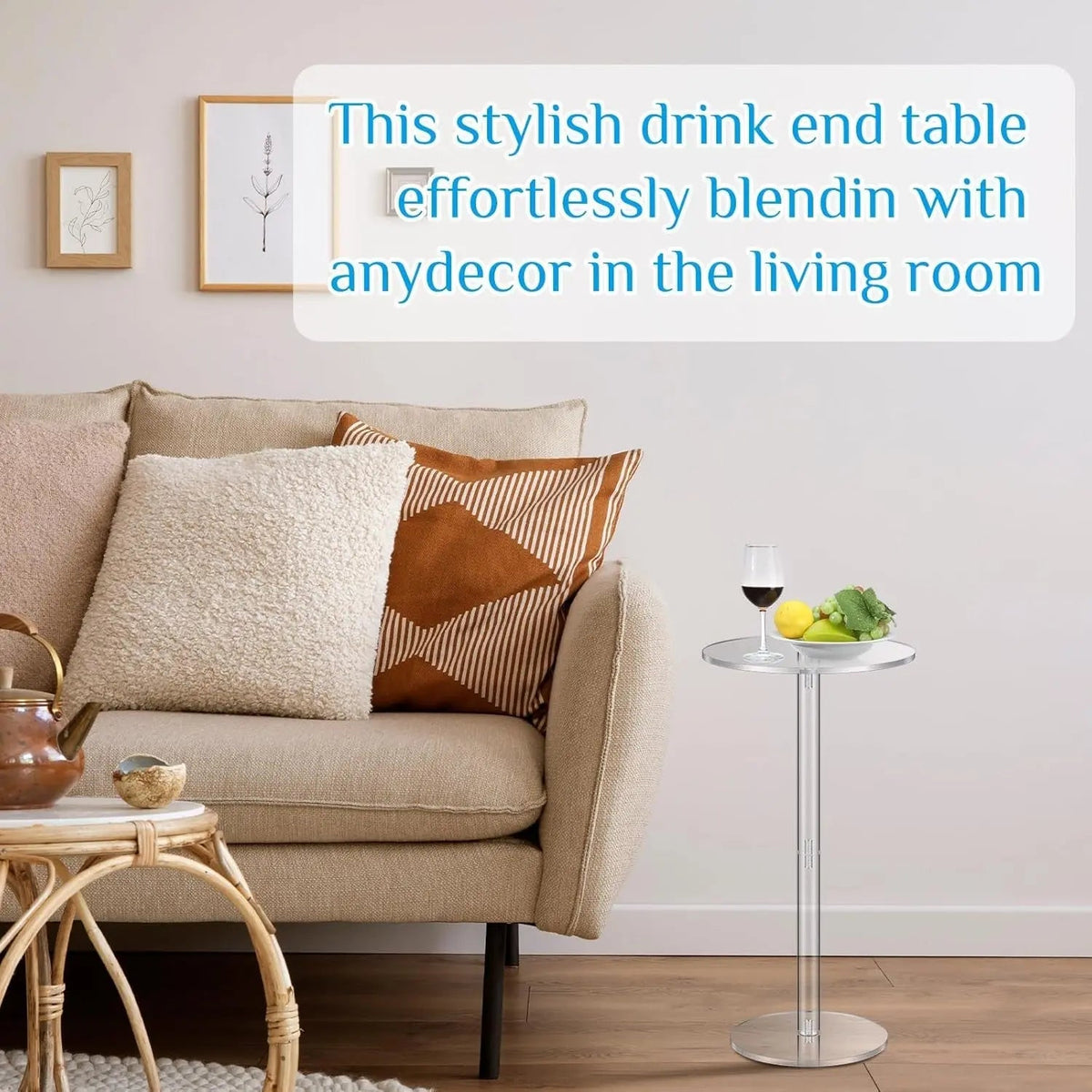 Two Piece Acrylic Side Tables Clear 10x10x24.2Inches - Get it from Bo