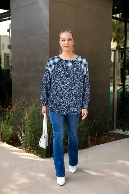 Two Tone Mixed Print Sweater - Get it from Bo