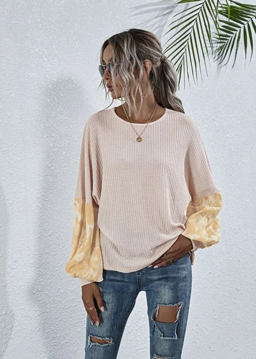 Two Tone Sleeve Knit Sweater - Get it from Bo