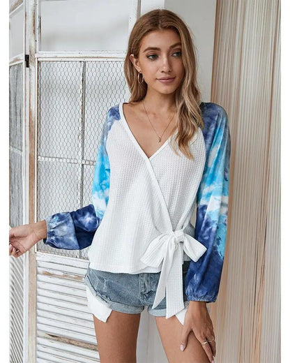 Two Tone Surplice Knit Sweater - Get it from Bo