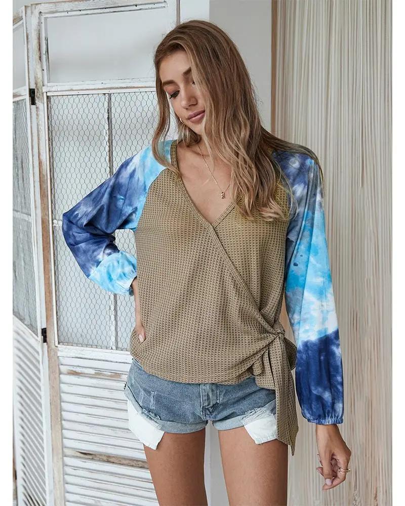 Two Tone Surplice Knit Sweater - Get it from Bo
