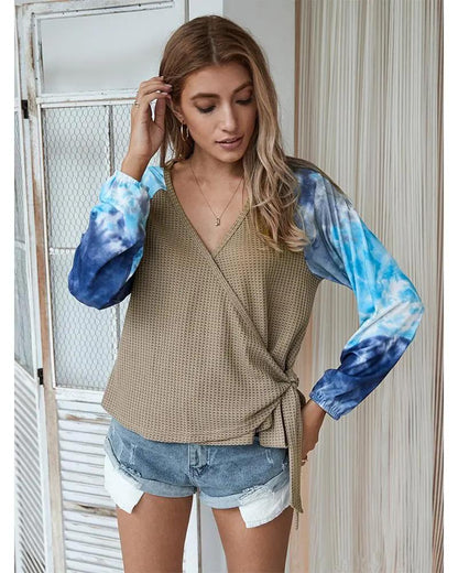 Two Tone Surplice Knit Sweater - Get it from Bo