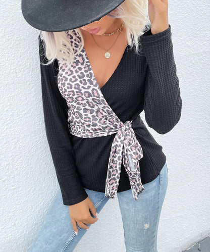 Two Tone Surplice Neck Sweater - Get it from Bo