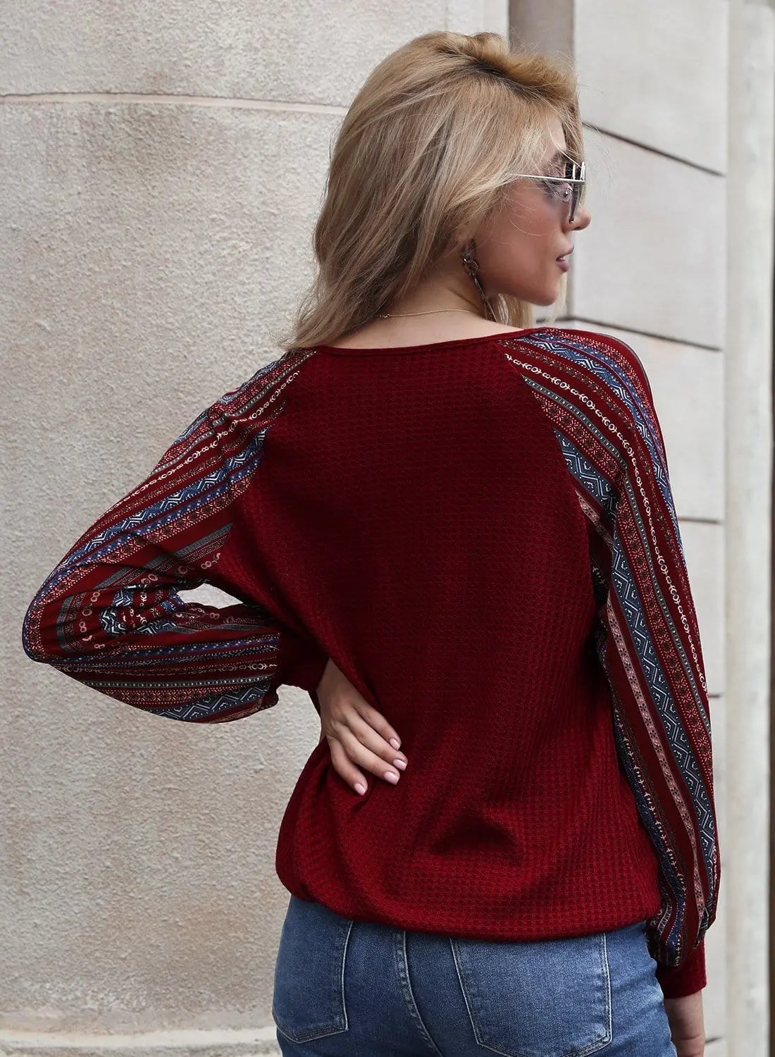 Two Tone Surplice V Neck Sweater - Get it from Bo