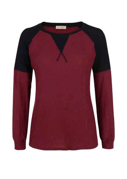 Two Tone Waffle Knit Crewneck Sweater - Get it from Bo