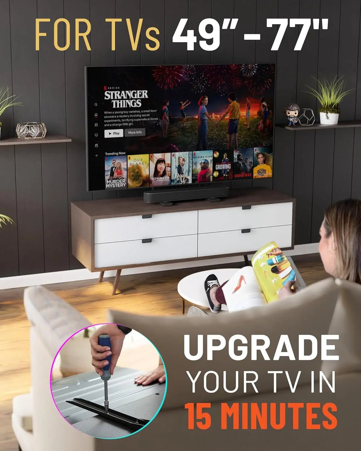 Universal Height Adjustable TV Stand For 49 To 77 Inch TVs - Get it from Bo