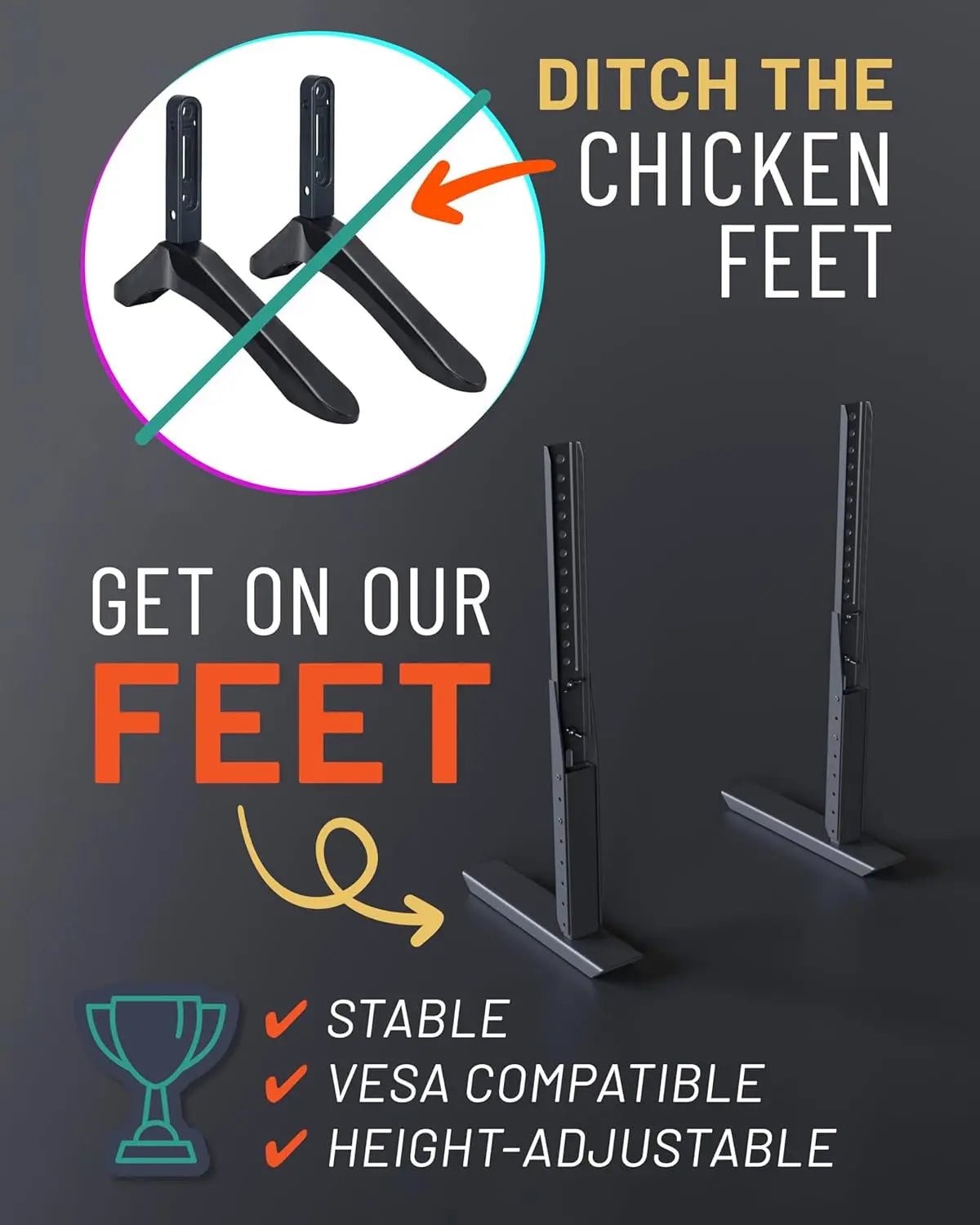 Universal Height Adjustable TV Stand For 49 To 77 Inch TVs - Get it from Bo