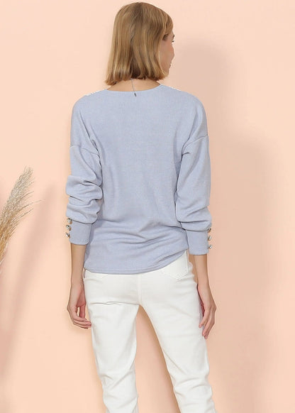 V Neck Lace Trim Sweater - Get it from Bo