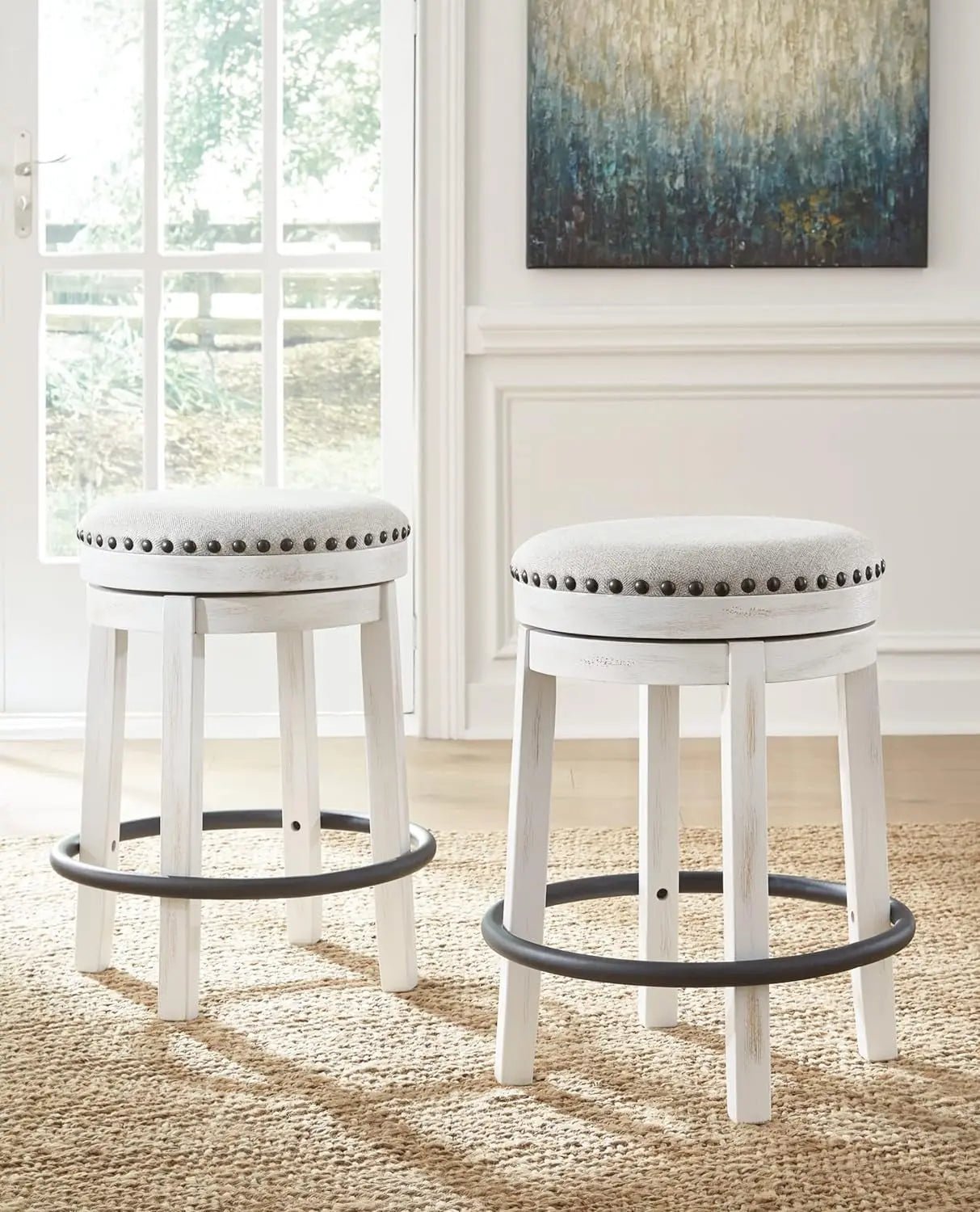 Valebeck 24Inch Counter Height Swivel Stool White Black - Get it from Bo