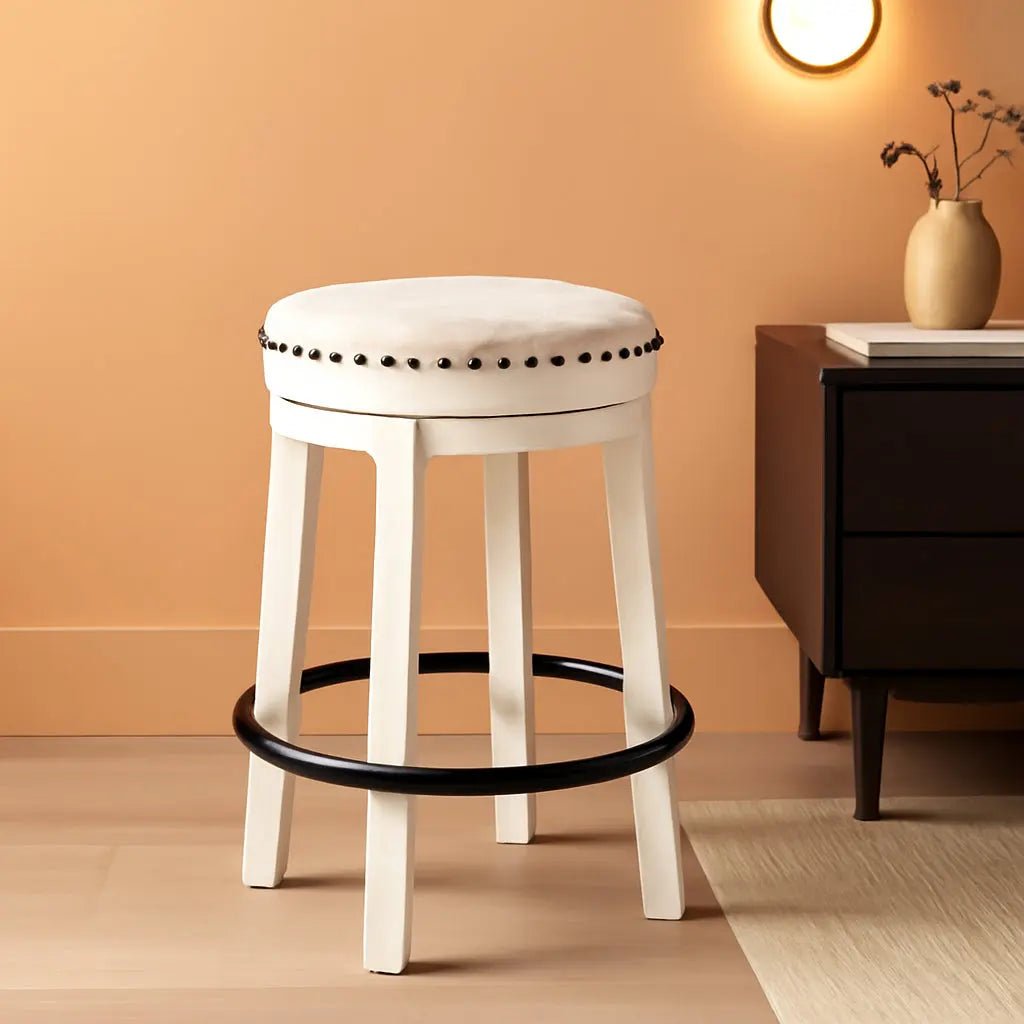 Valebeck 24Inch Counter Height Swivel Stool White Black - Get it from Bo