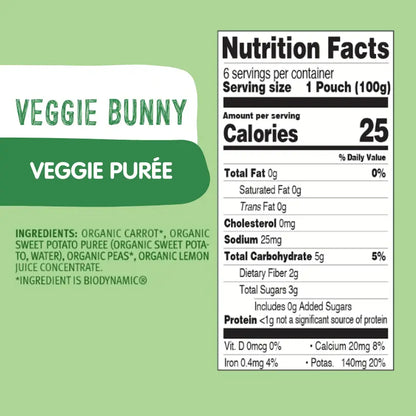 Holle Baby Food Pouches - Organic Veggie Puree - Veggie Bunny Holle USA