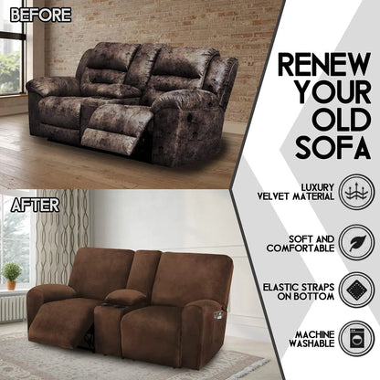 Velvet 8-Piece Reclining Loveseat Cover In Chocolate - Get it from Bo