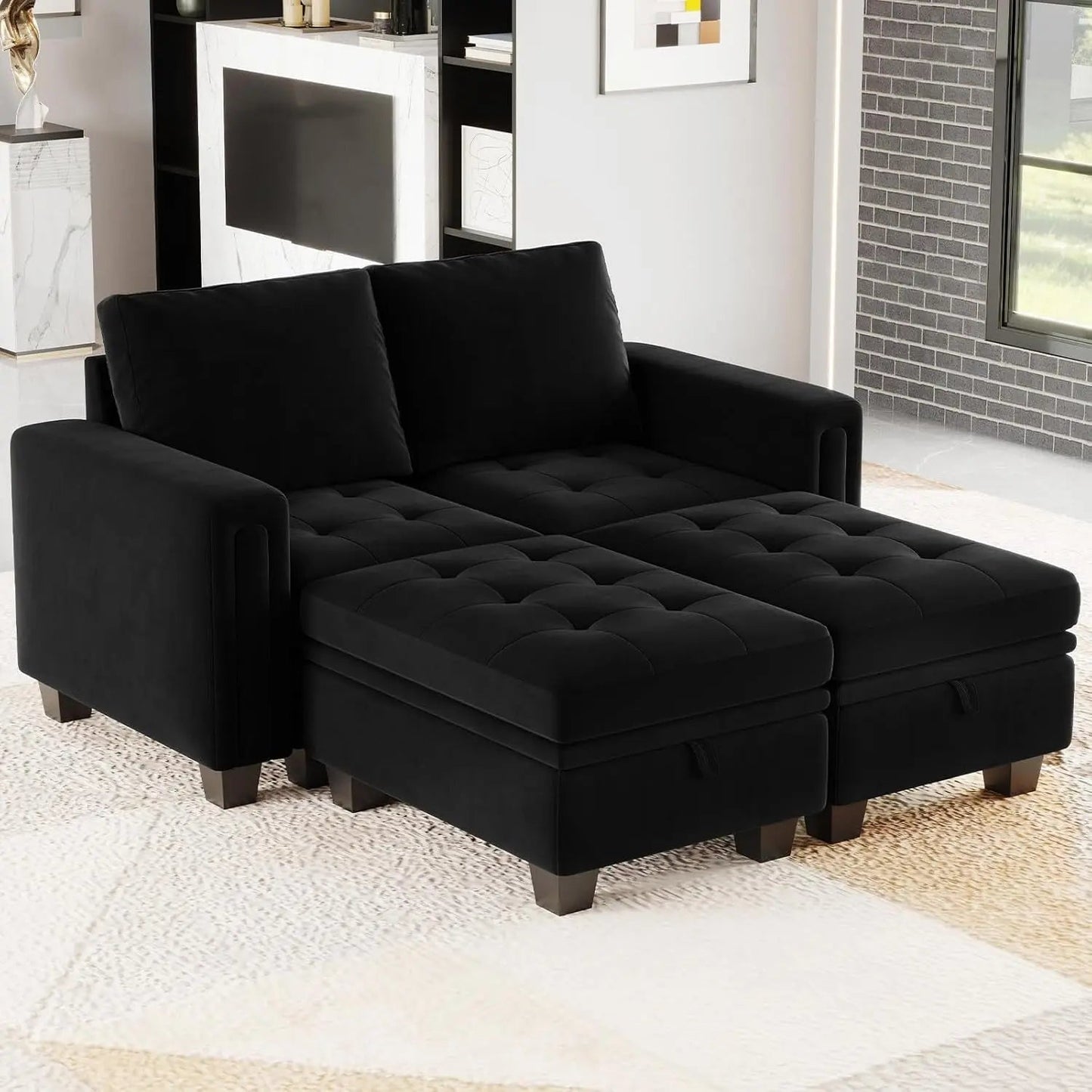 Velvet Modular Sectional Sofa Storage And Reversible Chaise - Get it from Bo