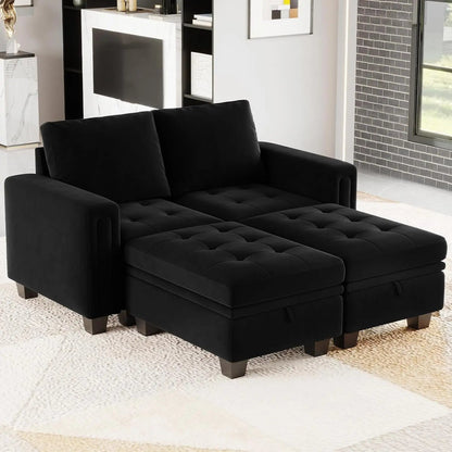 Velvet Modular Sectional Sofa Storage And Reversible Chaise - Get it from Bo