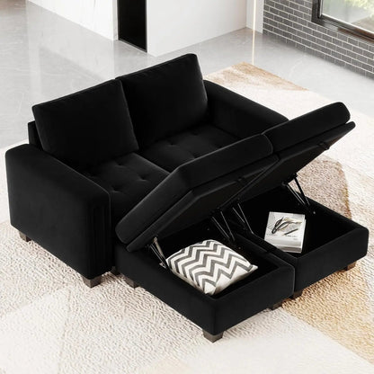 Velvet Modular Sectional Sofa Storage And Reversible Chaise - Get it from Bo