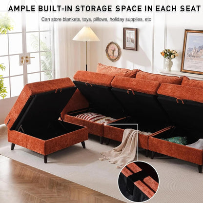 Velvet Orange 135 Modular Sectional Sofa Storage Ottoman - Get it from Bo