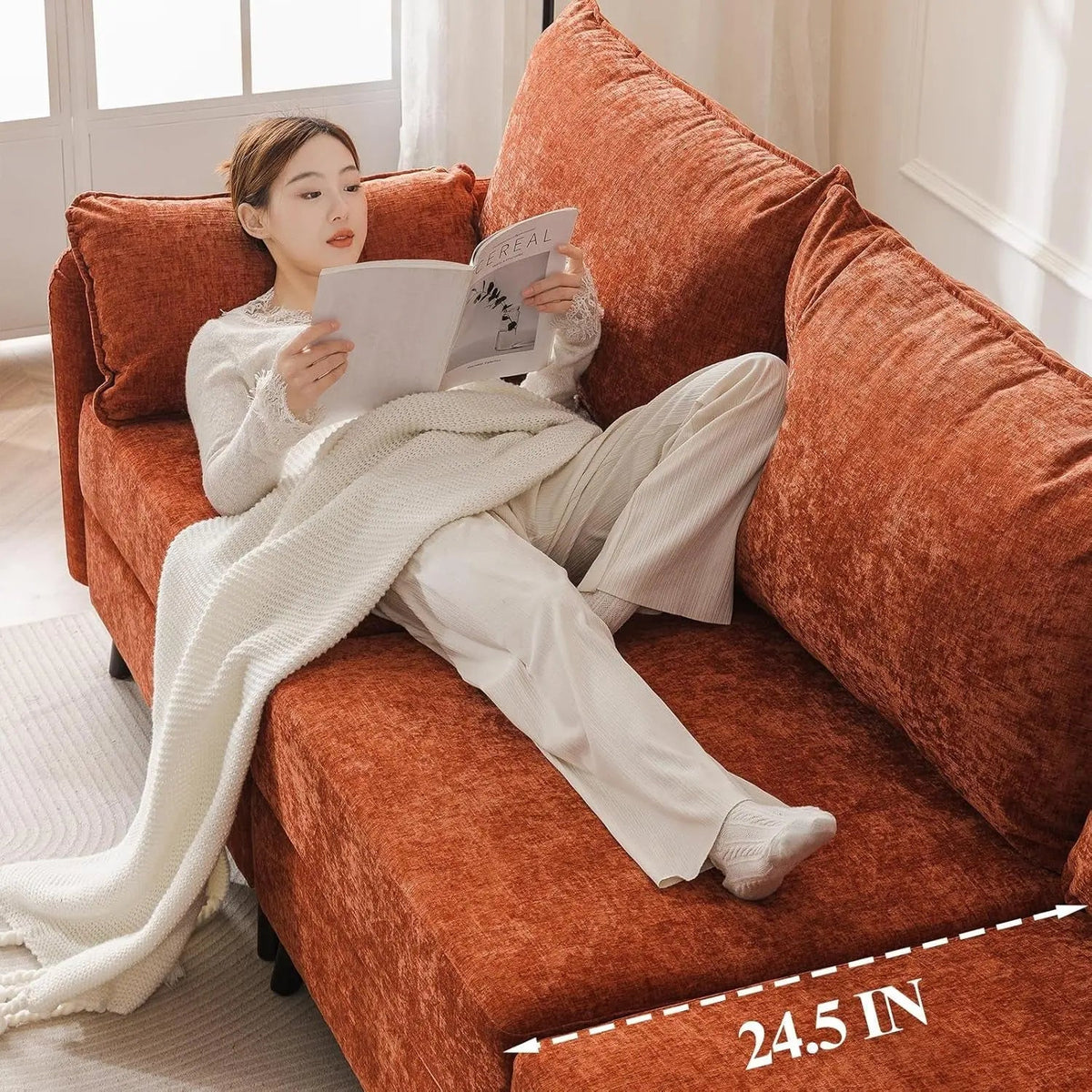 Velvet Orange 135 Modular Sectional Sofa Storage Ottoman - Get it from Bo