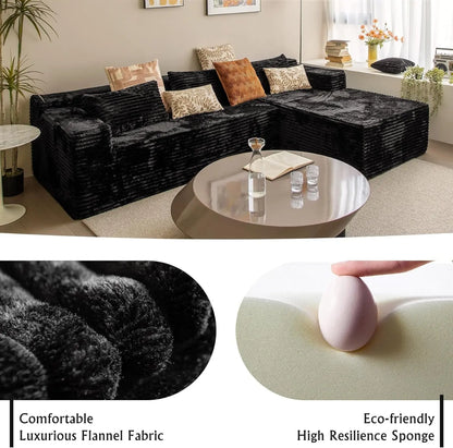 Versatile L-Shape Corduroy Sectional Couch for Comfort ShipItFurniture