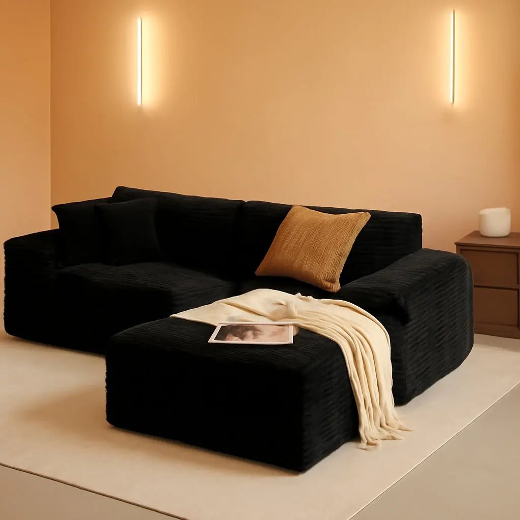 Versatile L-Shape Corduroy Sectional Couch for Comfort - Get it from Bo