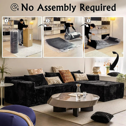 Versatile L-Shape Corduroy Sectional Couch for Comfort - Get it from Bo