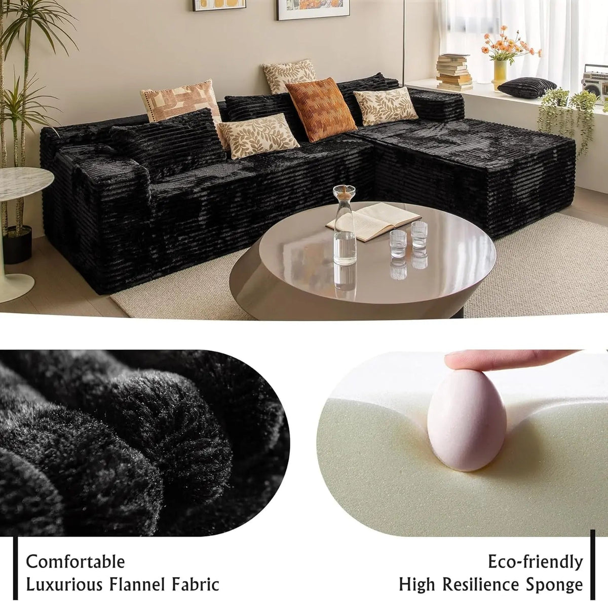 Versatile L-Shape Corduroy Sectional Couch for Comfort - Get it from Bo