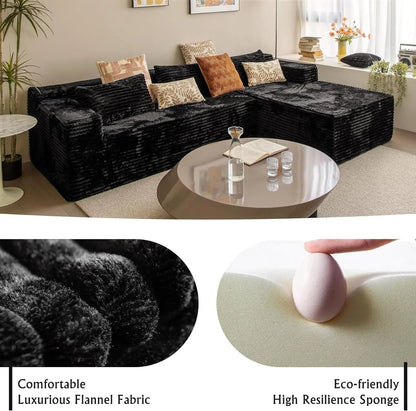 Versatile L-Shape Corduroy Sectional Couch for Comfort - Get it from Bo