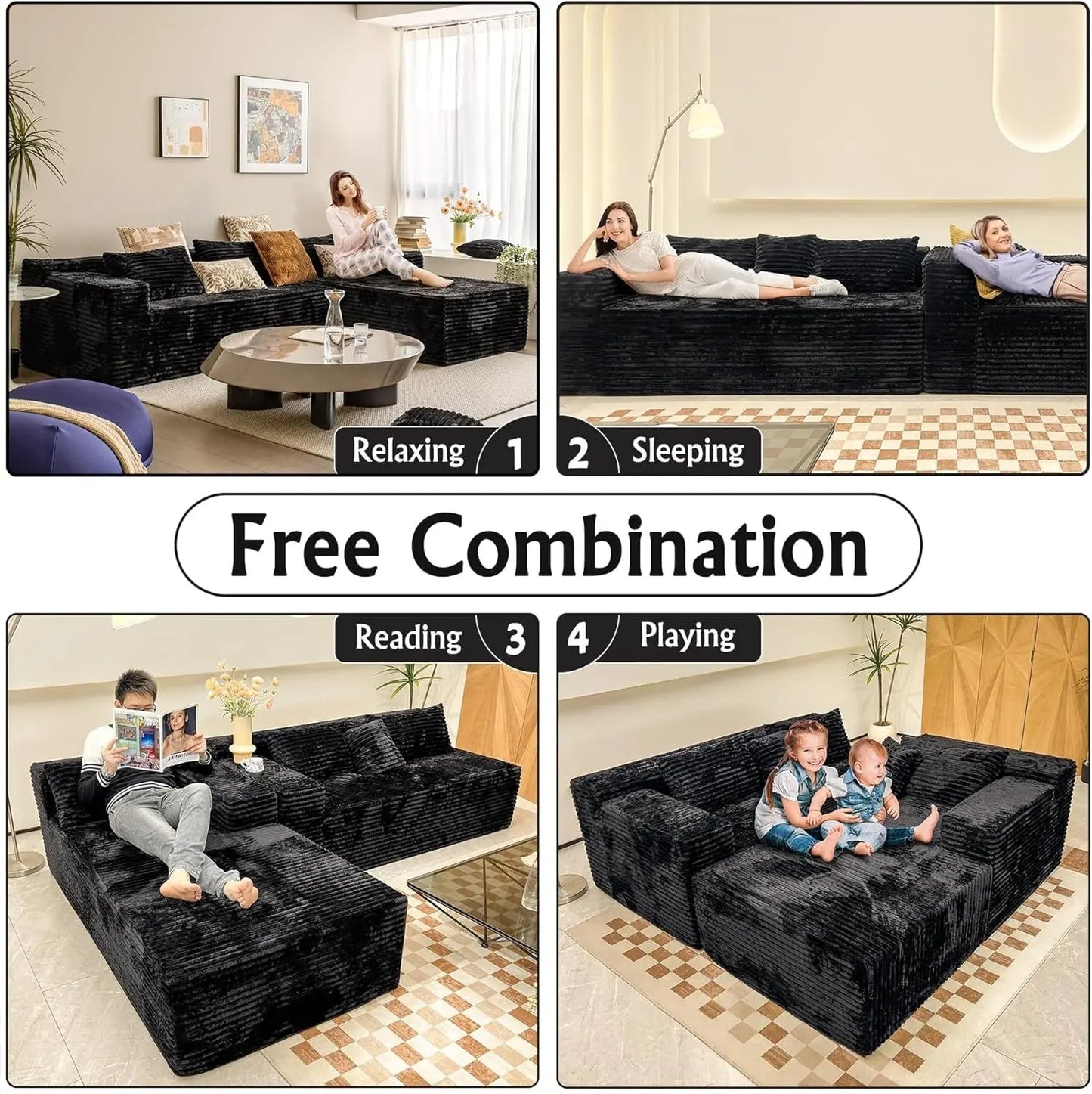 Versatile L-Shape Corduroy Sectional Couch for Comfort - Get it from Bo