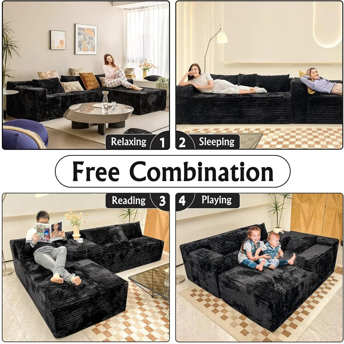 Versatile L-Shape Corduroy Sectional Couch for Comfort - Get it from Bo