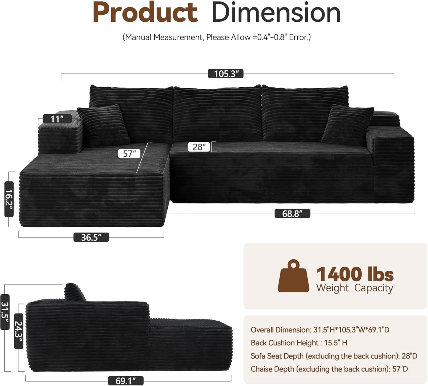Versatile L Shaped Modular Couch for Living Room ShipItFurniture