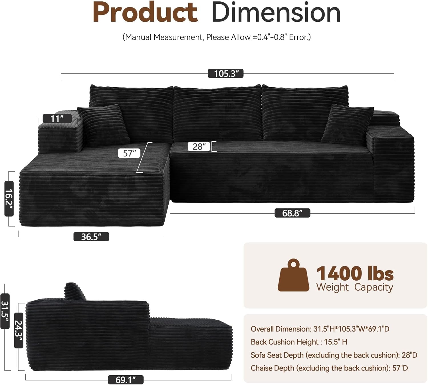 Versatile L Shaped Modular Couch for Living Room ShipItFurniture
