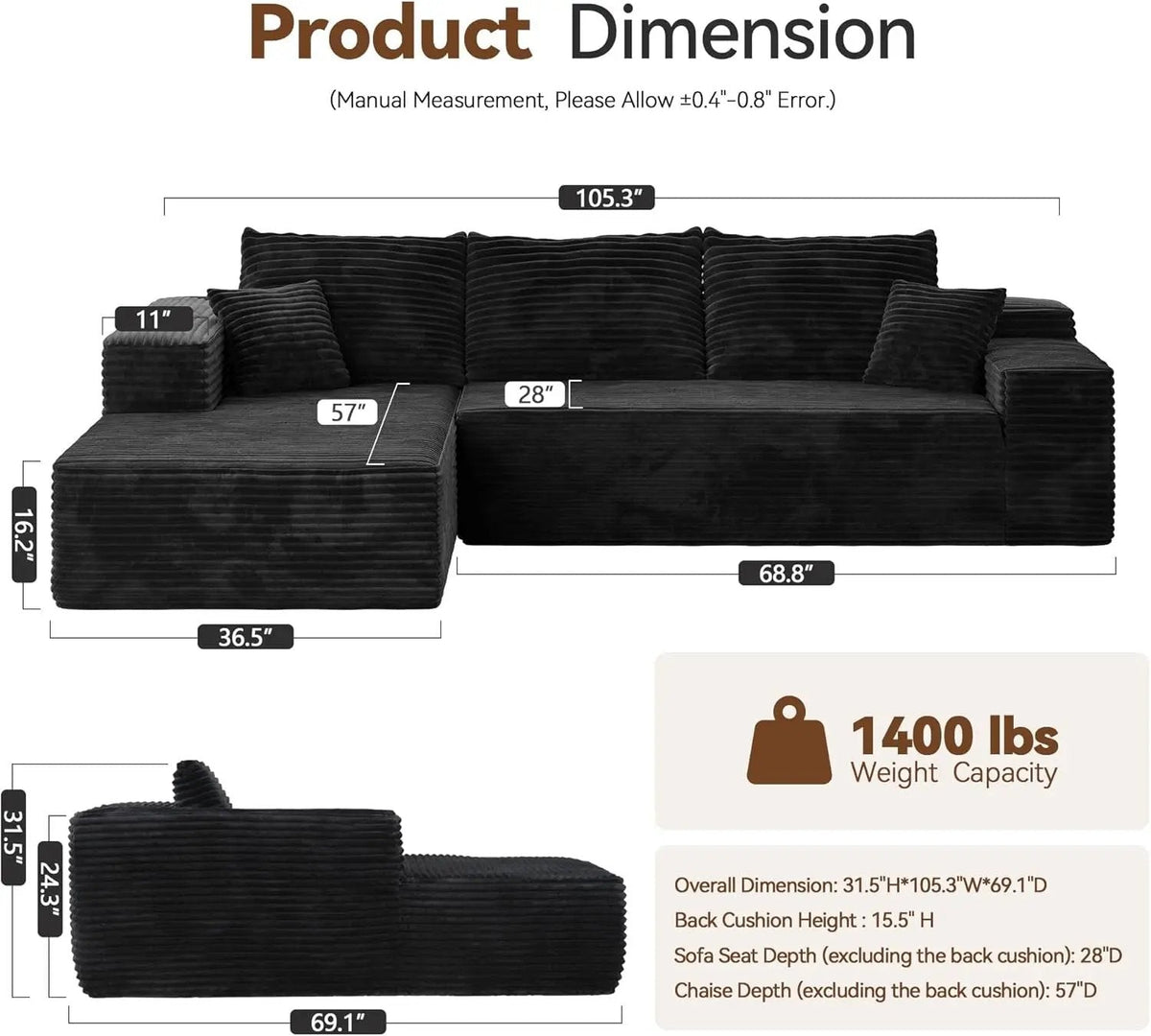Versatile L Shaped Modular Couch for Living Room - Get it from Bo