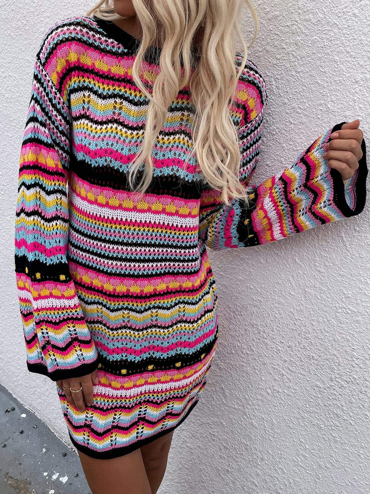 Vibrant Holiday Knit Sweater Dress - Get it from Bo