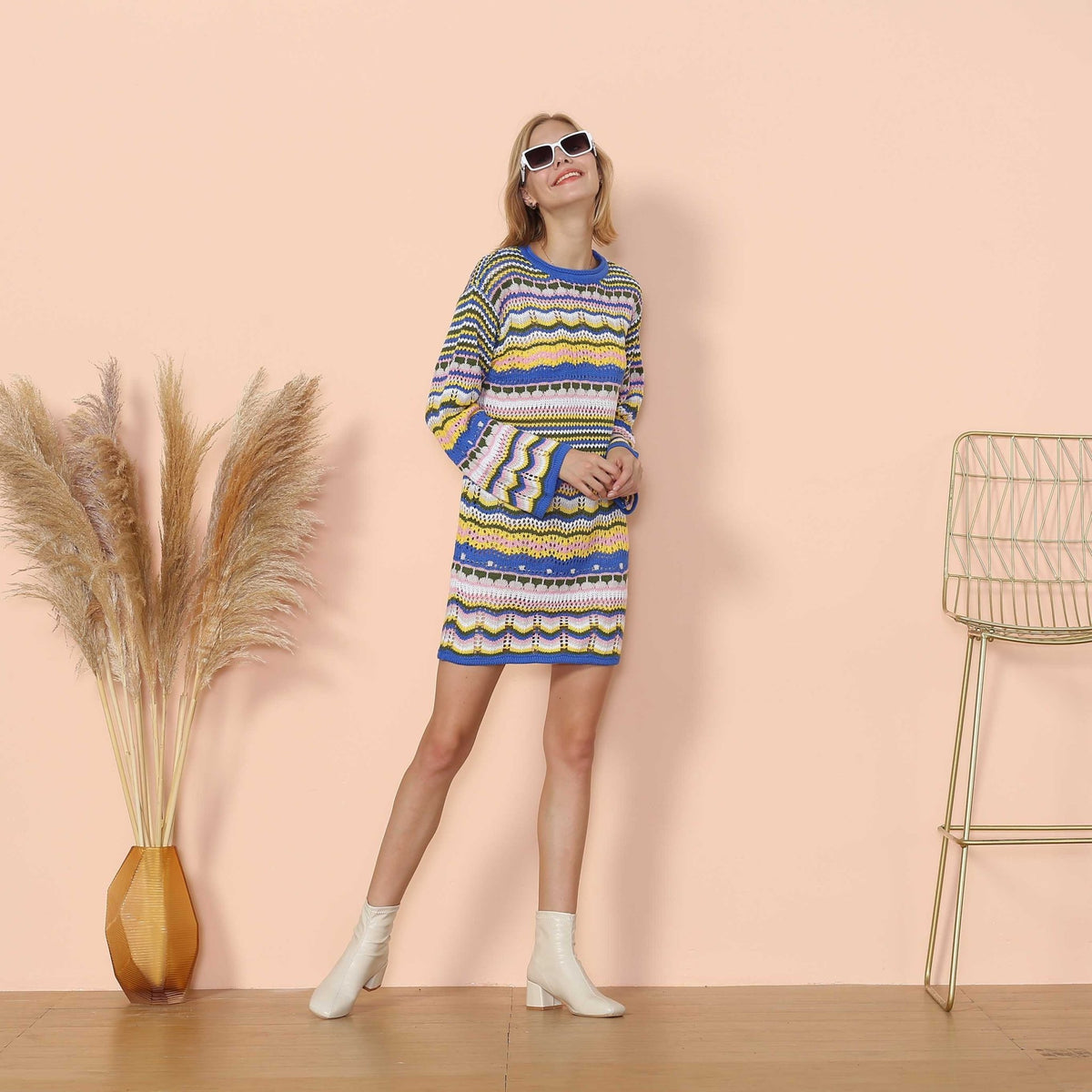 Vibrant Holiday Knit Sweater Dress - Get it from Bo