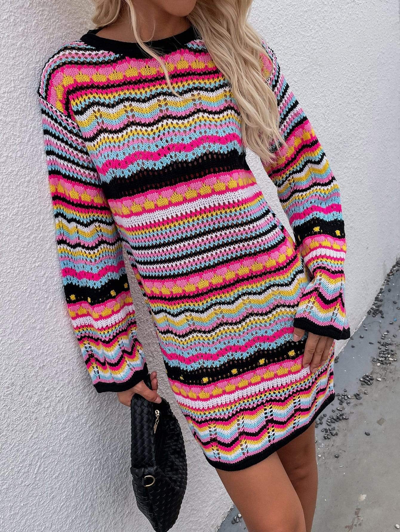 Vibrant Holiday Knit Sweater Dress - Get it from Bo