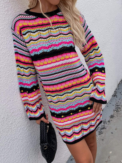 Vibrant Holiday Knit Sweater Dress - Get it from Bo