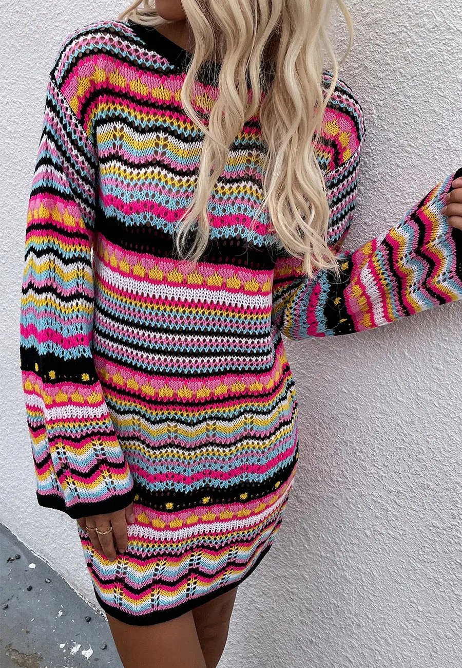 Vibrant Holiday Knit Sweater Dress - Get it from Bo