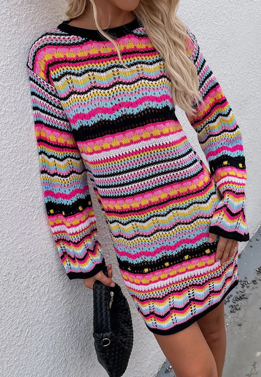 Vibrant Holiday Knit Sweater Dress - Get it from Bo