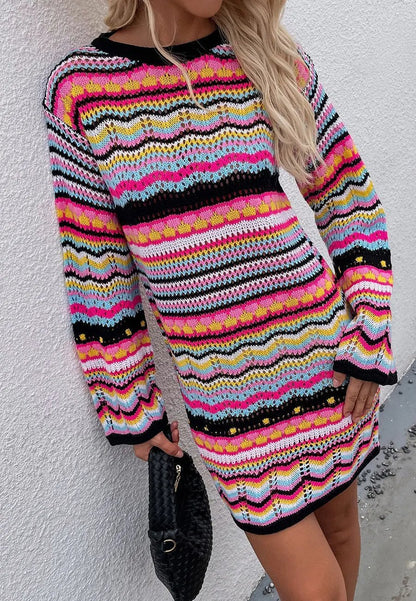 Vibrant Holiday Knit Sweater Dress - Get it from Bo
