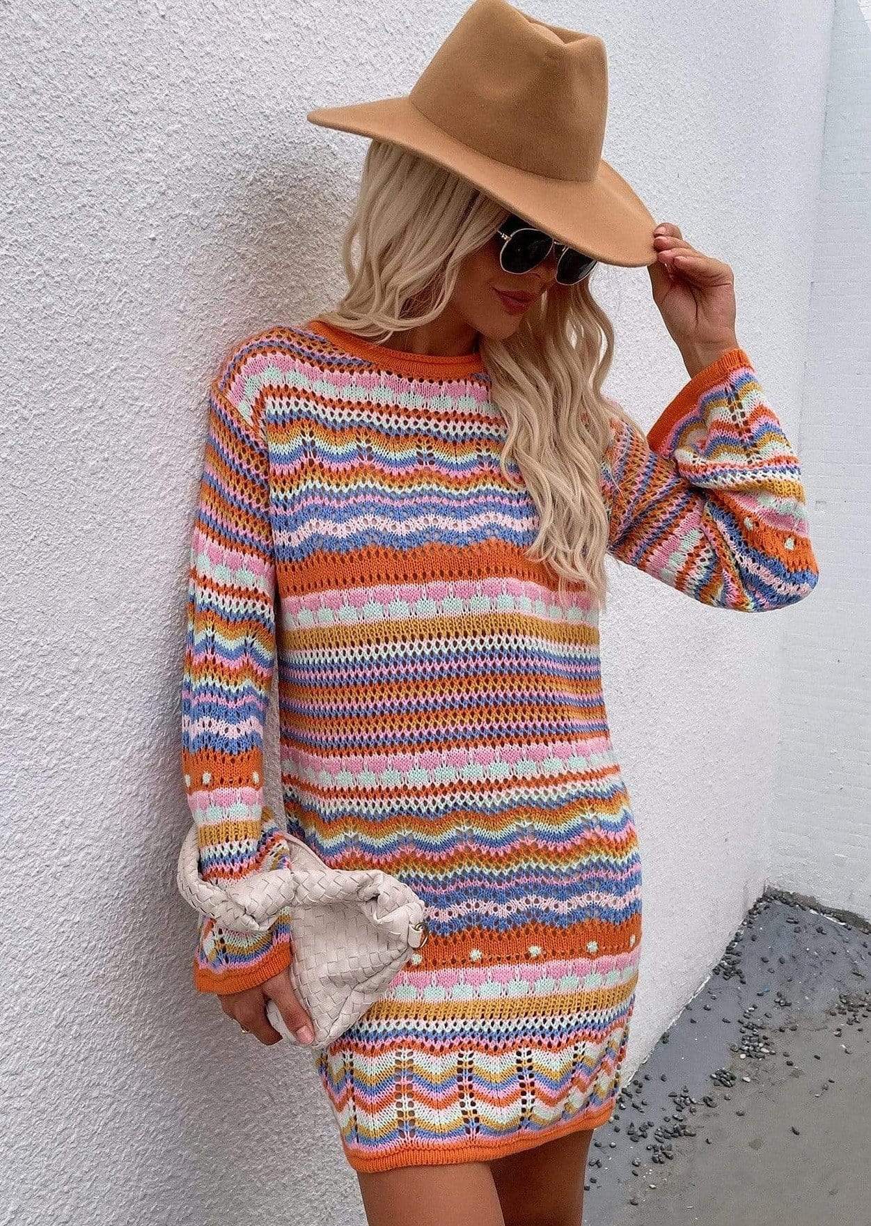 Vibrant Holiday Knit Sweater Dress - Get it from Bo