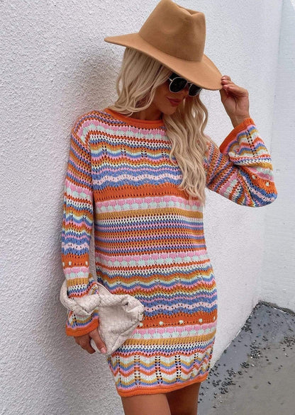 Vibrant Holiday Knit Sweater Dress - Get it from Bo