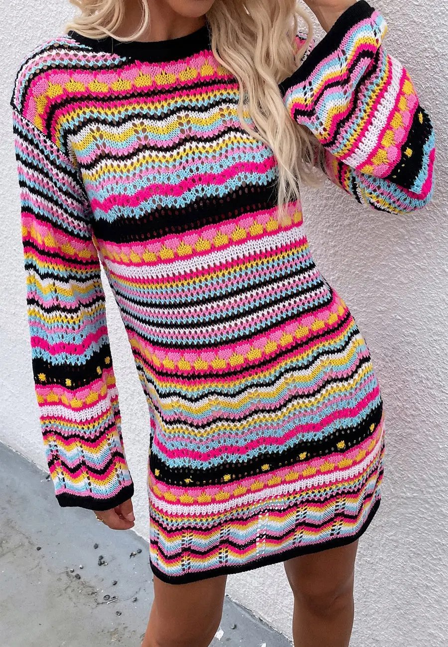 Vibrant Holiday Knit Sweater Dress - Get it from Bo