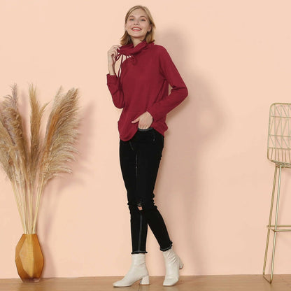 Waffle Knit Cowl Neck Pullover - Get it from Bo
