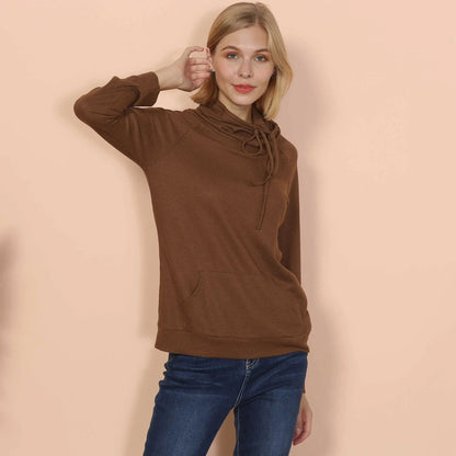 Waffle Knit Cowl Neck Pullover - Get it from Bo