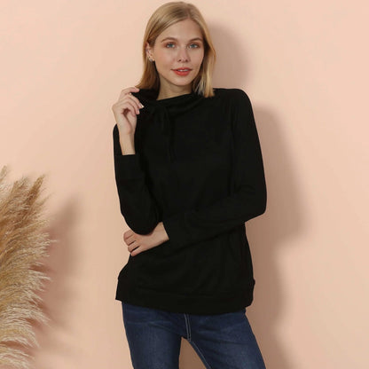 Waffle Knit Cowl Neck Pullover - Get it from Bo